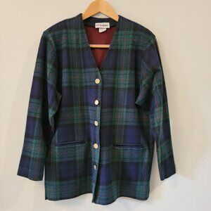 VTG 90s Womens Plaid Button Up Cardigan Sweater